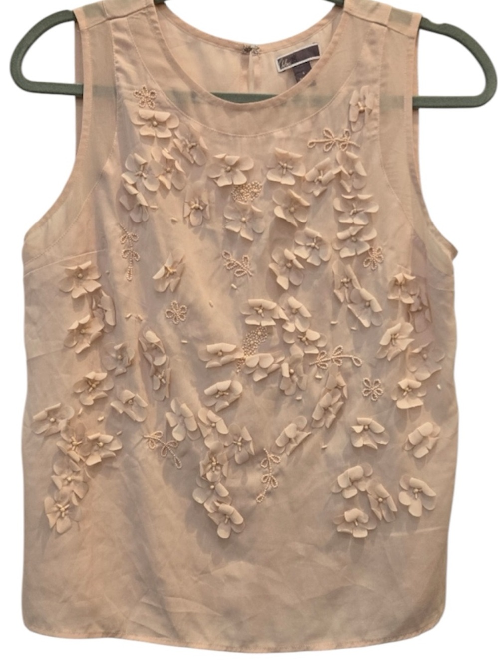 Chelsea28 Soft Blush Sleeveless Sheer Floral Top - Small